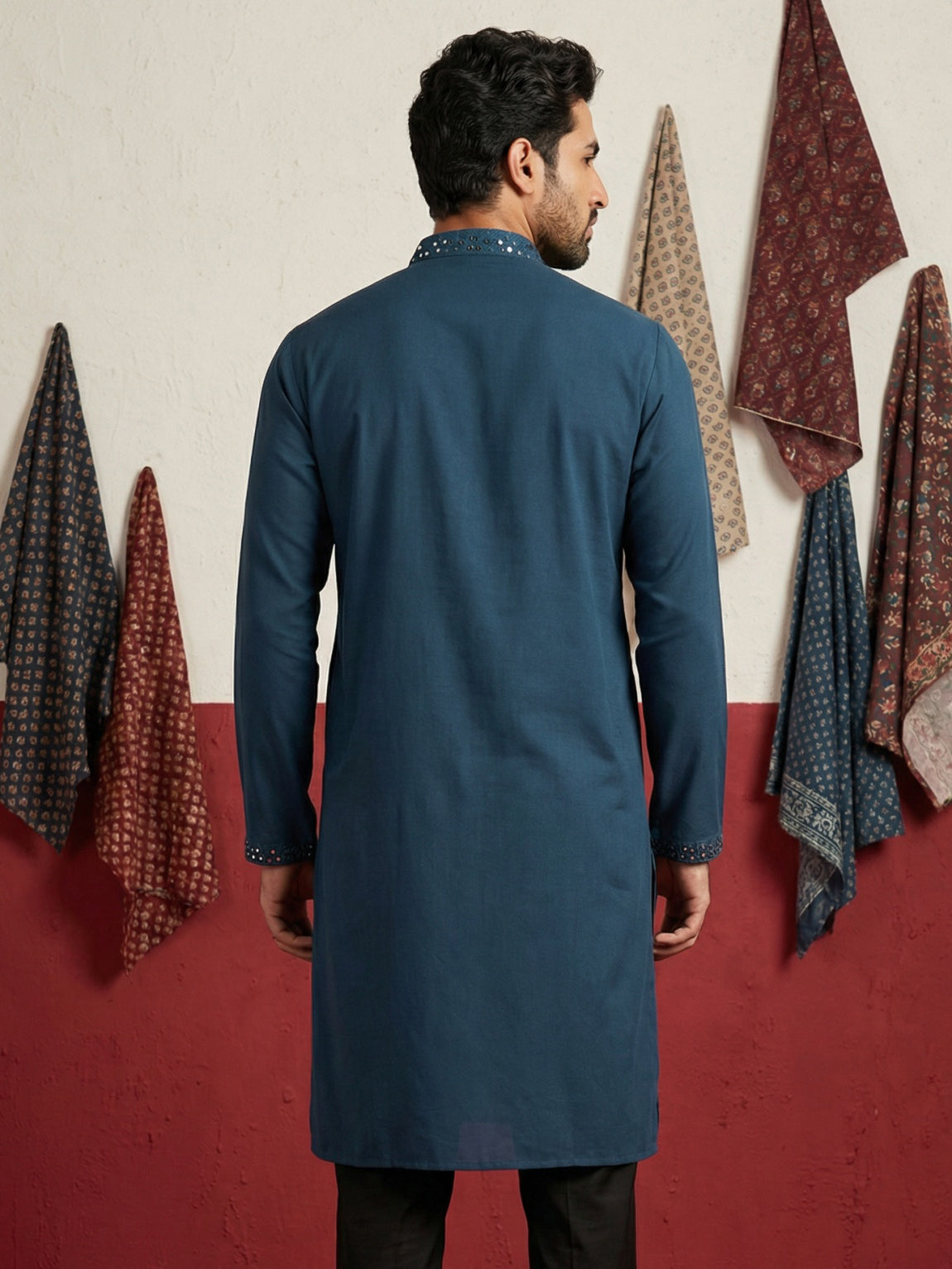 Japanese Fabric Embroidered Kurta ( 65KO 5497Peacock S ) [FF] [B-6]