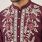 Men Japanese Fabric Embroidered Kurta ( 65KO 5498Wine )