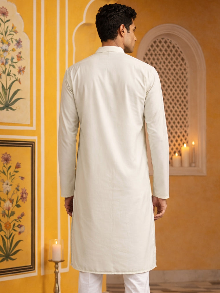 Japanese Imported Fabric Embroidered Kurta ( 65KO 5499White )