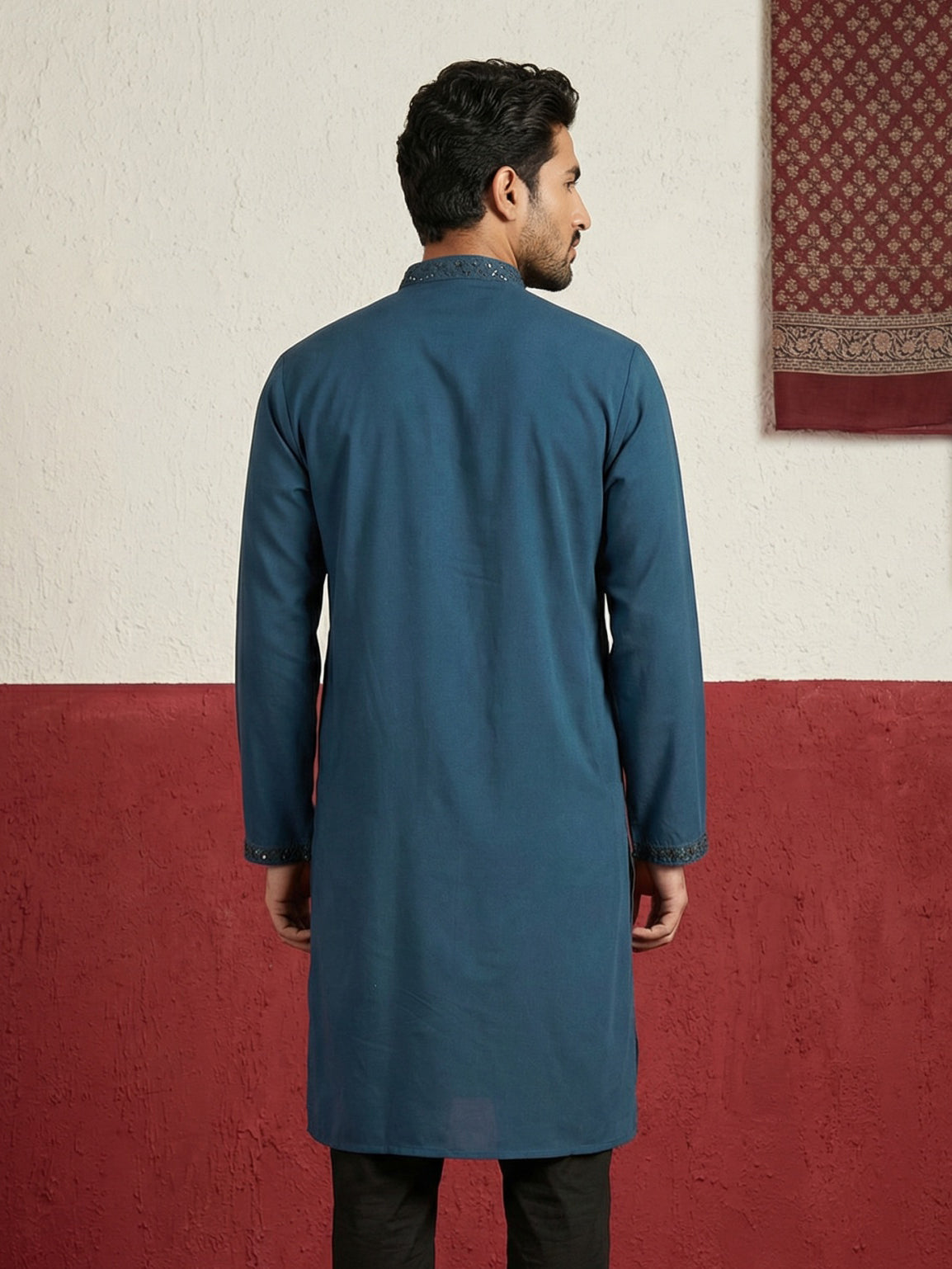 Japanese Fabric & Mirror Work Kurta ( 65KO 5500Peacock S ) [FF] [Q-7]