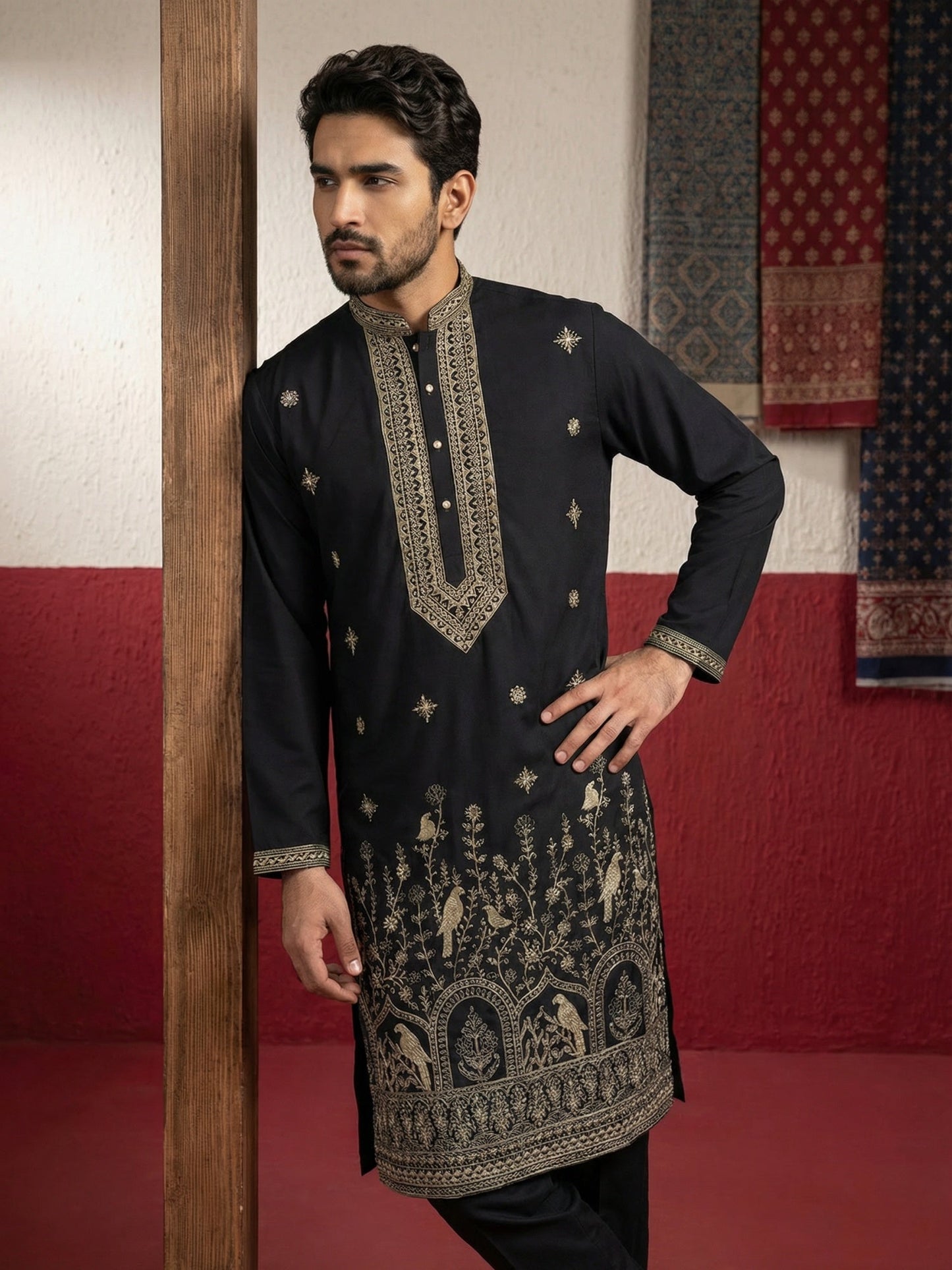 Luxury Festive Ethnic Kurta for Men ( 65KO 5503Black S ) [FF] [H-10]