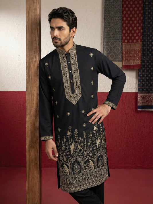 Luxury Festive Ethnic Kurta for Men ( 65KO 5503Black S ) [FF] [H-10]