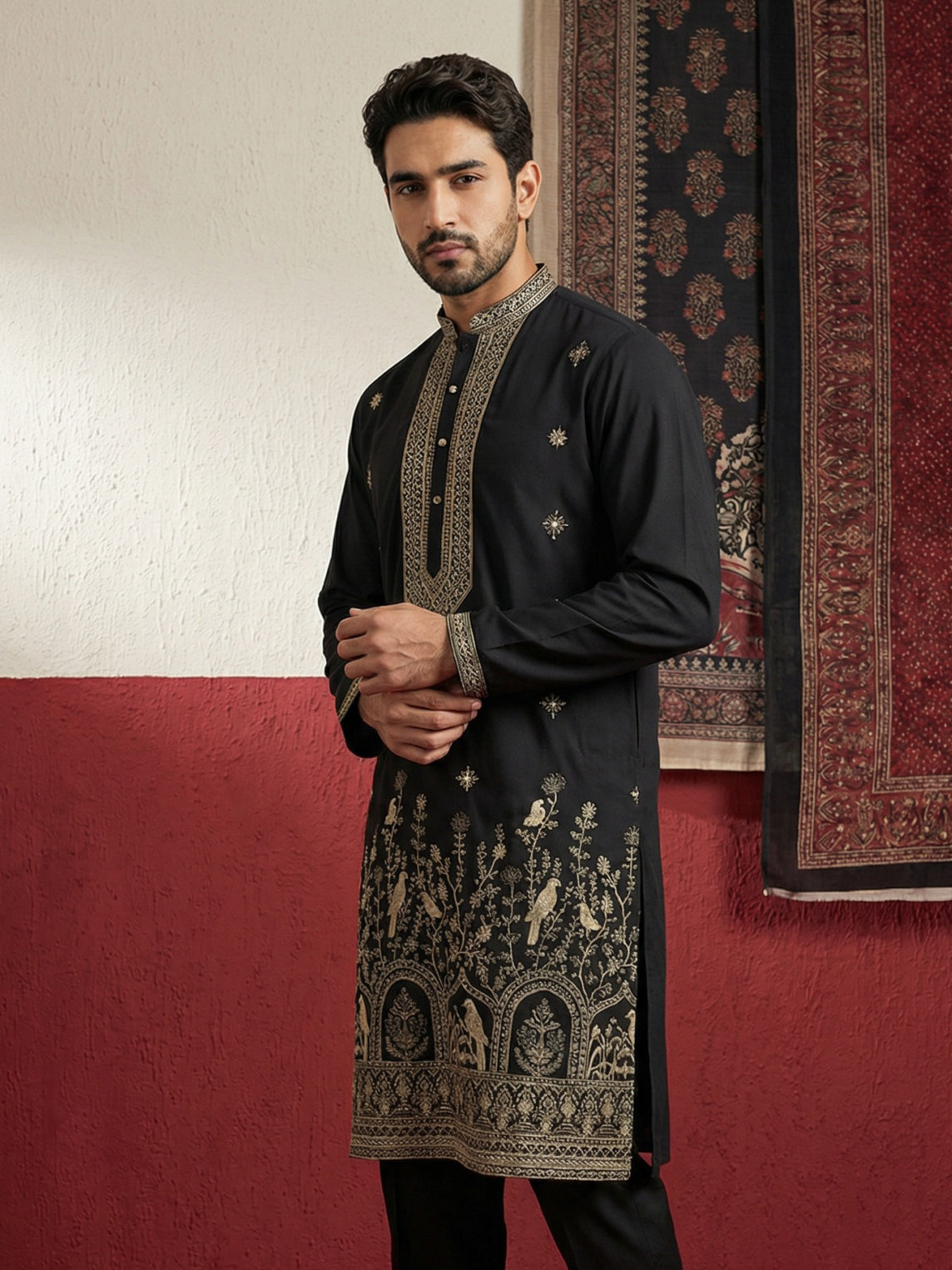 Luxury Festive Ethnic Kurta for Men ( 65KO 5503Black S ) [FF] [H-10]