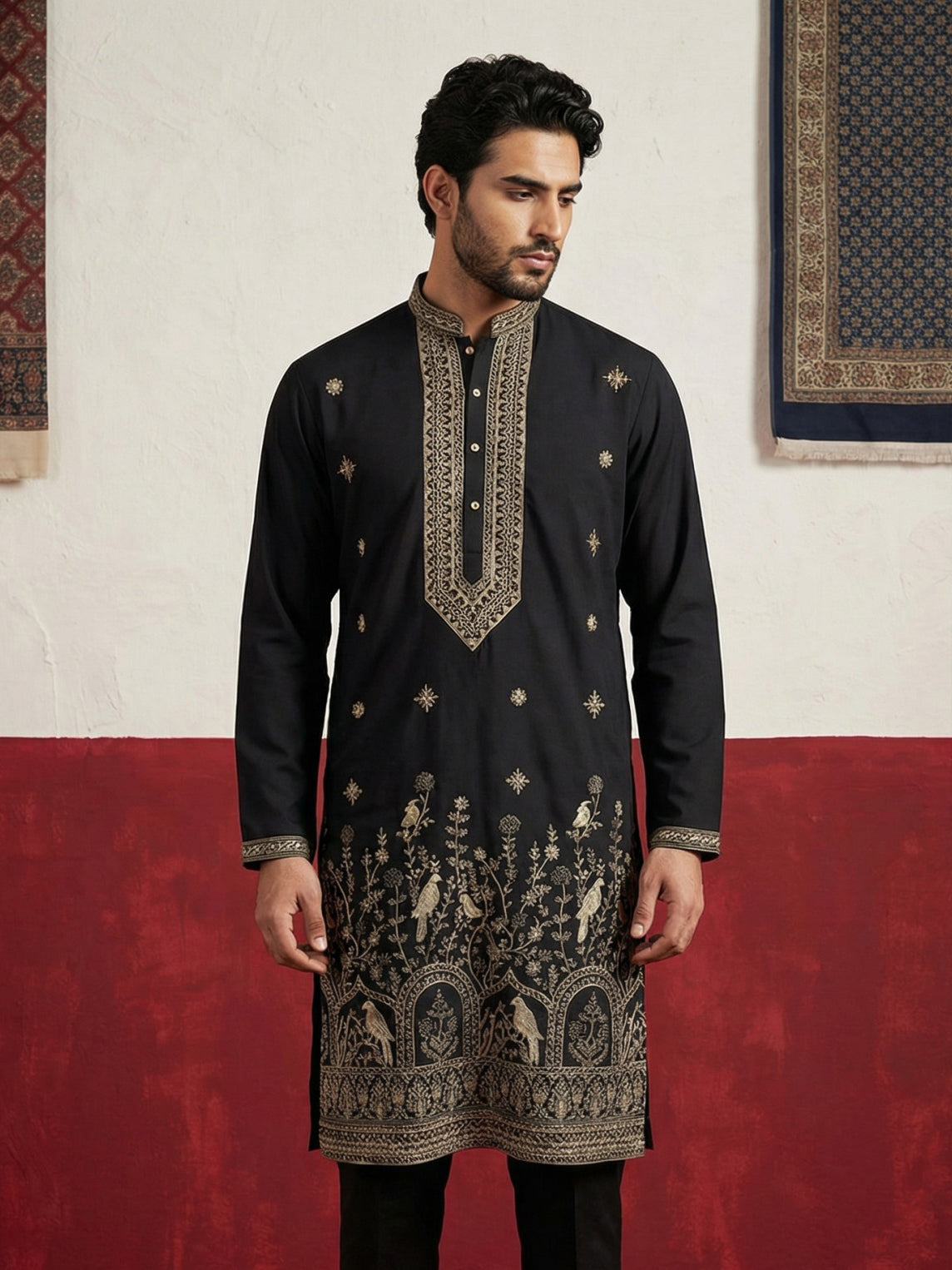 Luxury Festive Ethnic Kurta for Men ( 65KO 5503Black S ) [FF] [H-10]