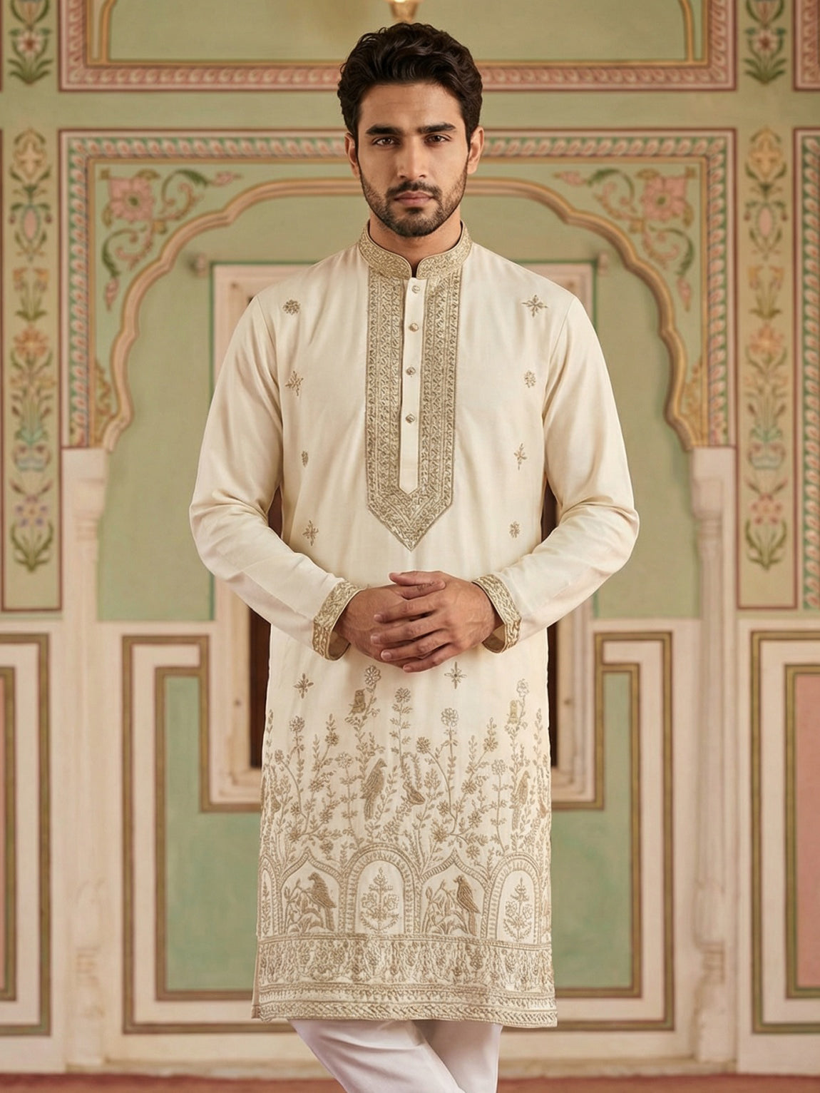 Luxury Festive Ethnic Kurta for Men ( 65KO 5503White S ) [FF] [H-10]