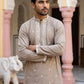 Men Japanese Imported Beige Embroidered Kurta