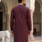 Men Japanese Imported Maroon Embroidered Kurta