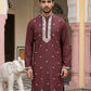 Men Japanese Imported Maroon Embroidered Kurta