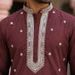 Men Japanese Imported Maroon Embroidered Kurta