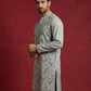 Men Festive Grey Embroidered Straight Kurta ( 65KO 5505Grey S ) [FF] [H-10]