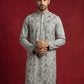 Men Festive Grey Embroidered Straight Kurta ( 65KO 5505Grey S ) [FF] [H-10]