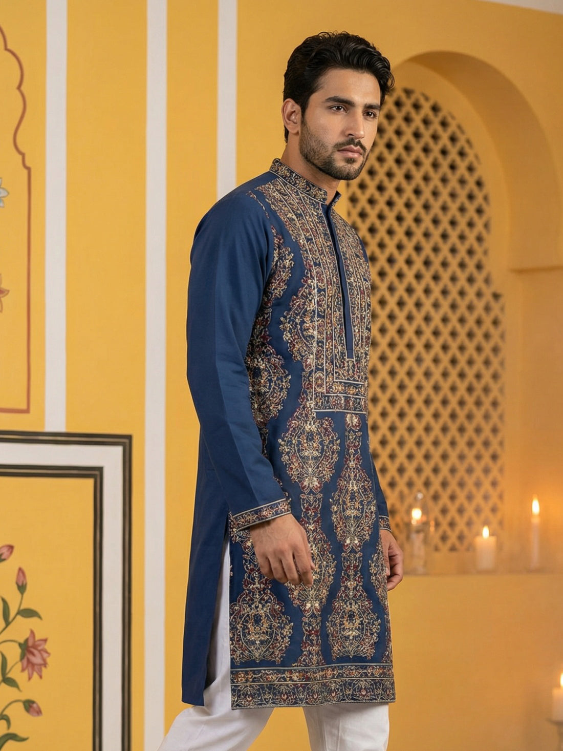 Royale Silk Blend Kurta ( 65KO 5506Peacock S )