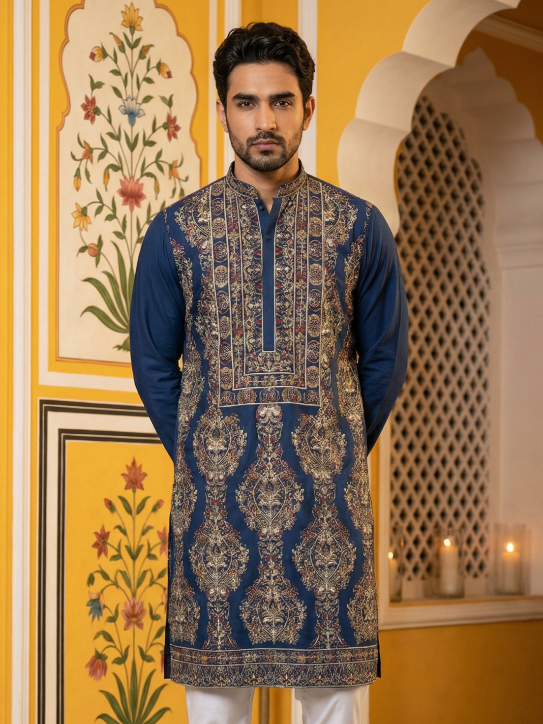 Royale Silk Blend Kurta ( 65KO 5506Peacock S )