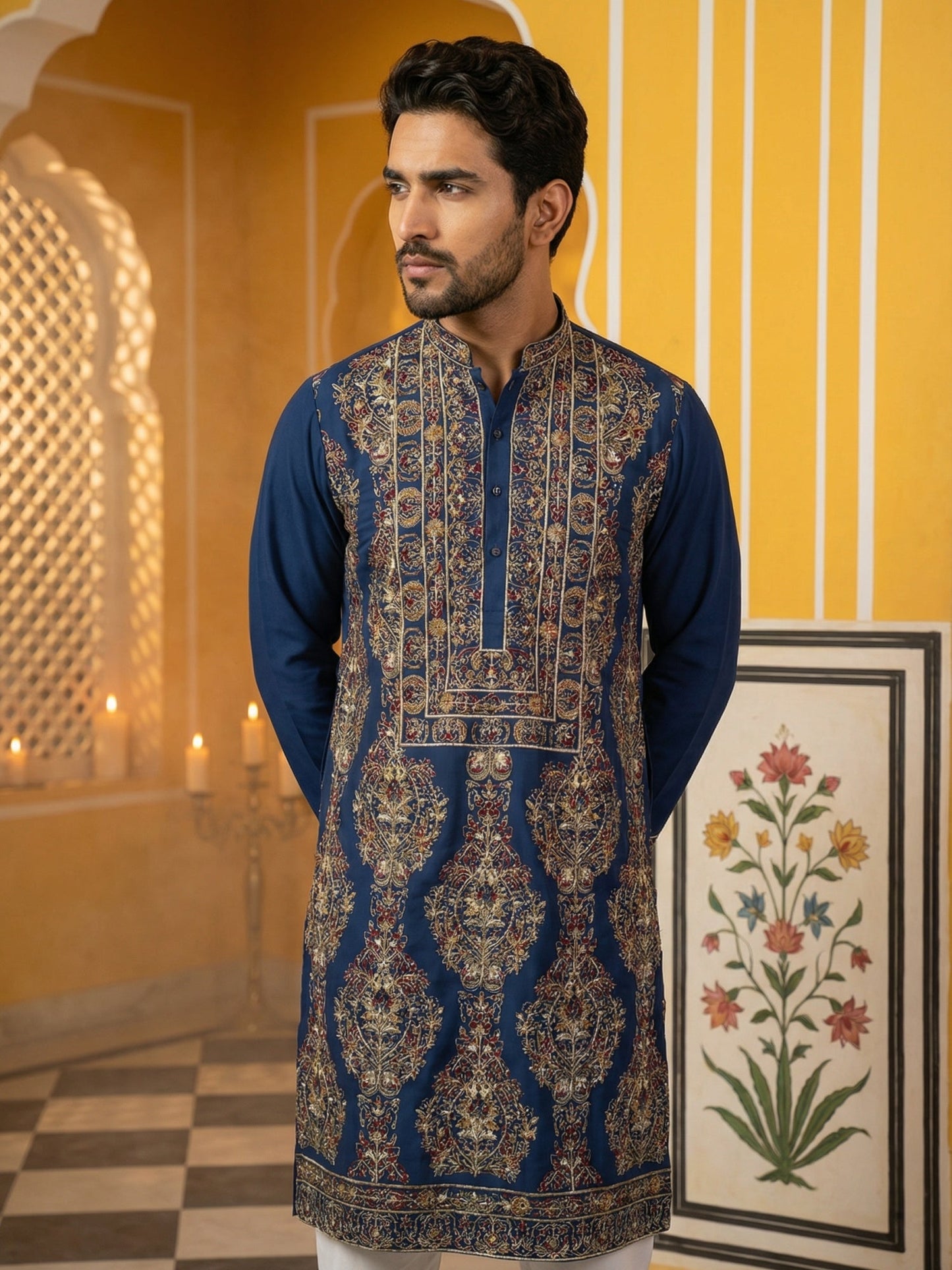 Royale Silk Blend Kurta ( 65KO 5506Peacock S )