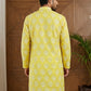 Men’s Cotton Blend Ethnic Printed Kurta ( 65KO 5510Lemon ) [FF] [N-13]