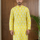 Men’s Cotton Blend Ethnic Printed Kurta ( 65KO 5510Lemon ) [FF] [N-13]