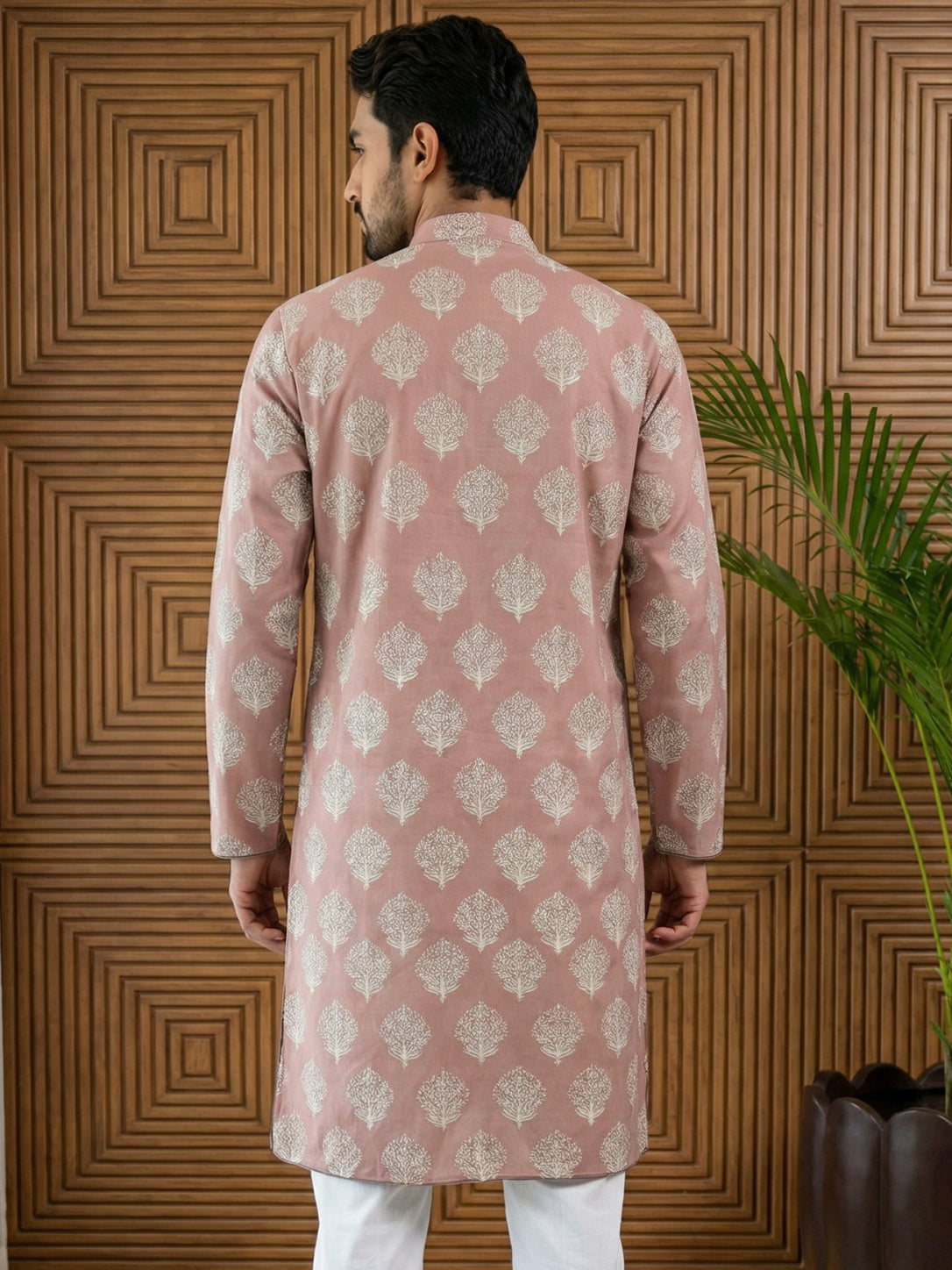Men’s Cotton Blend Ethnic Printed Kurta ( 65KO 5510Peach ) [FF] [N-13]