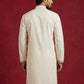 Men’s Cotton Blend Embroidered Festive Kurta ( 65KO 5511Cream ) [FF] [A-1-3]