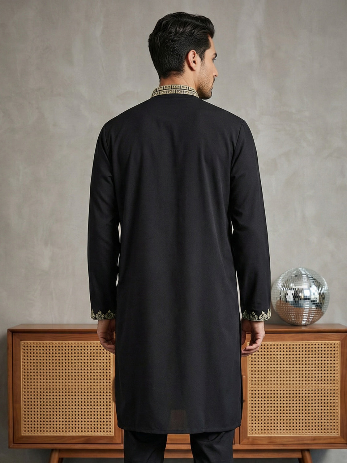 Ethnic Wear Cotton Blend Embroidered Kurta ( 65KO 5514Black ) [FF] [A-2-4]
