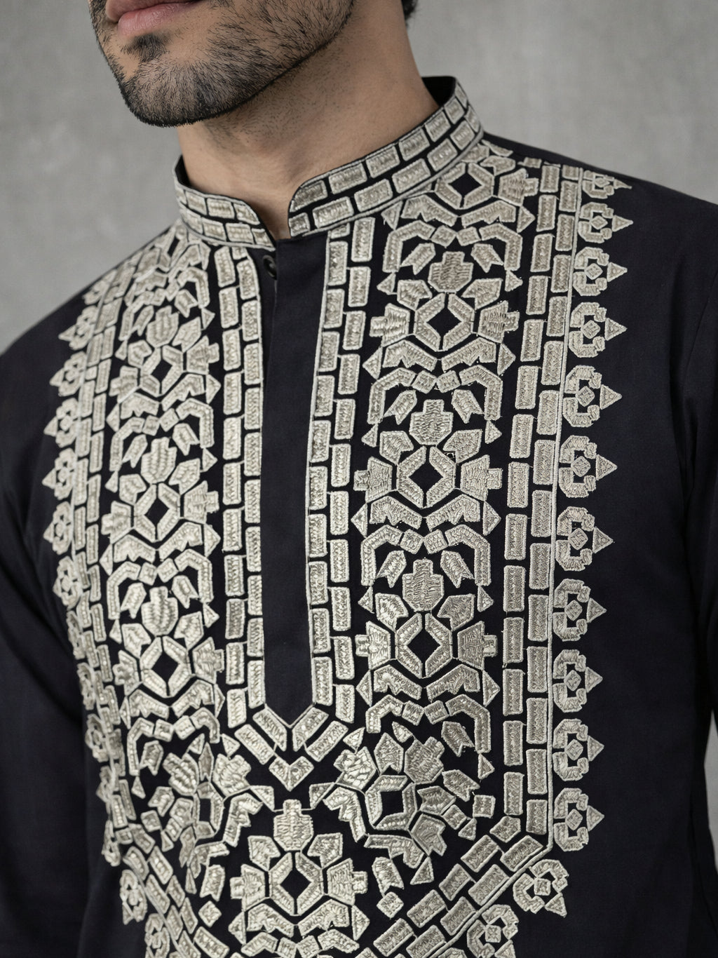 Ethnic Wear Cotton Blend Embroidered Kurta ( 65KO 5514Black ) [FF] [A-2-4]