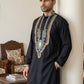 Black Cotton Blend Ethnic Embroidered Kurtas