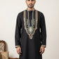 Black Cotton Blend Ethnic Embroidered Kurtas