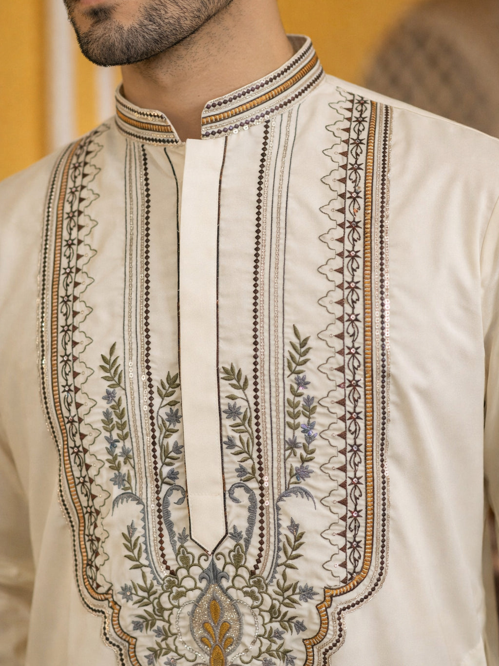 Cream Cotton Blend Ethnic Embroidered Kurta ( 65KO 5516Cream ) [FF] [B-2]