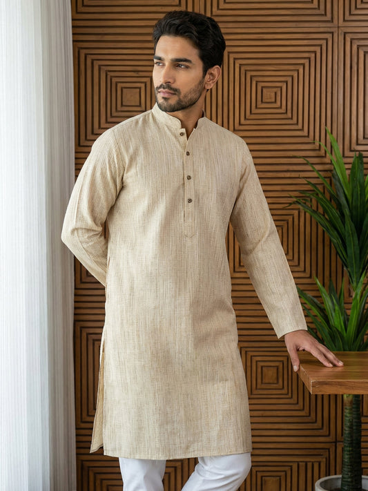 Woven Design Kurta for Men ( 65KO 5518Beige ) [FF] [H-8]