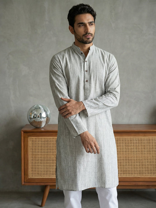Woven Design Kurta for Men ( 65KO 5518Grey ) [FF] [H-8]