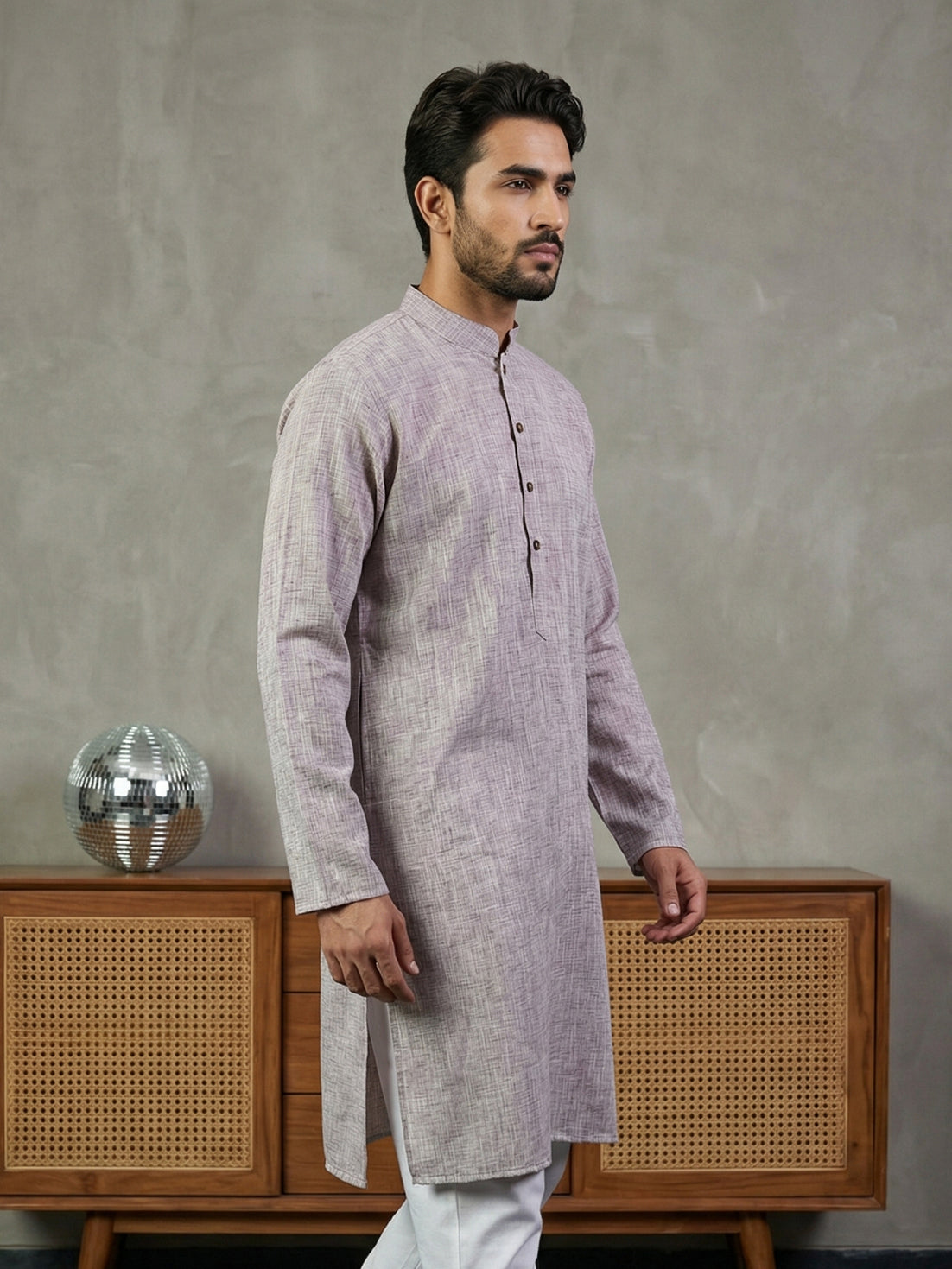 Woven Design Kurta for Men ( 65KO 5518Purple ) [FF] [H-8]