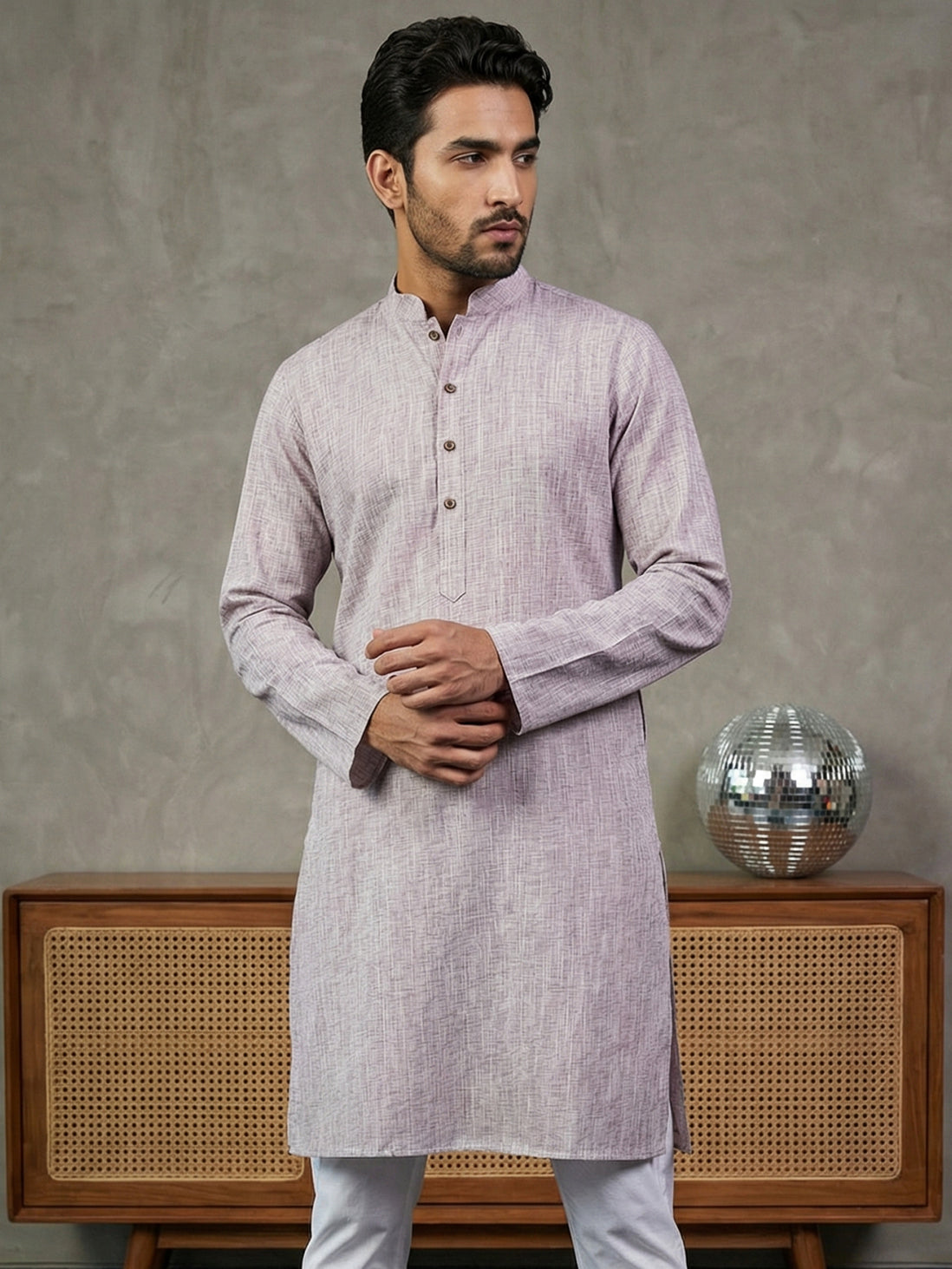 Woven Design Kurta for Men ( 65KO 5518Purple ) [FF] [H-8]