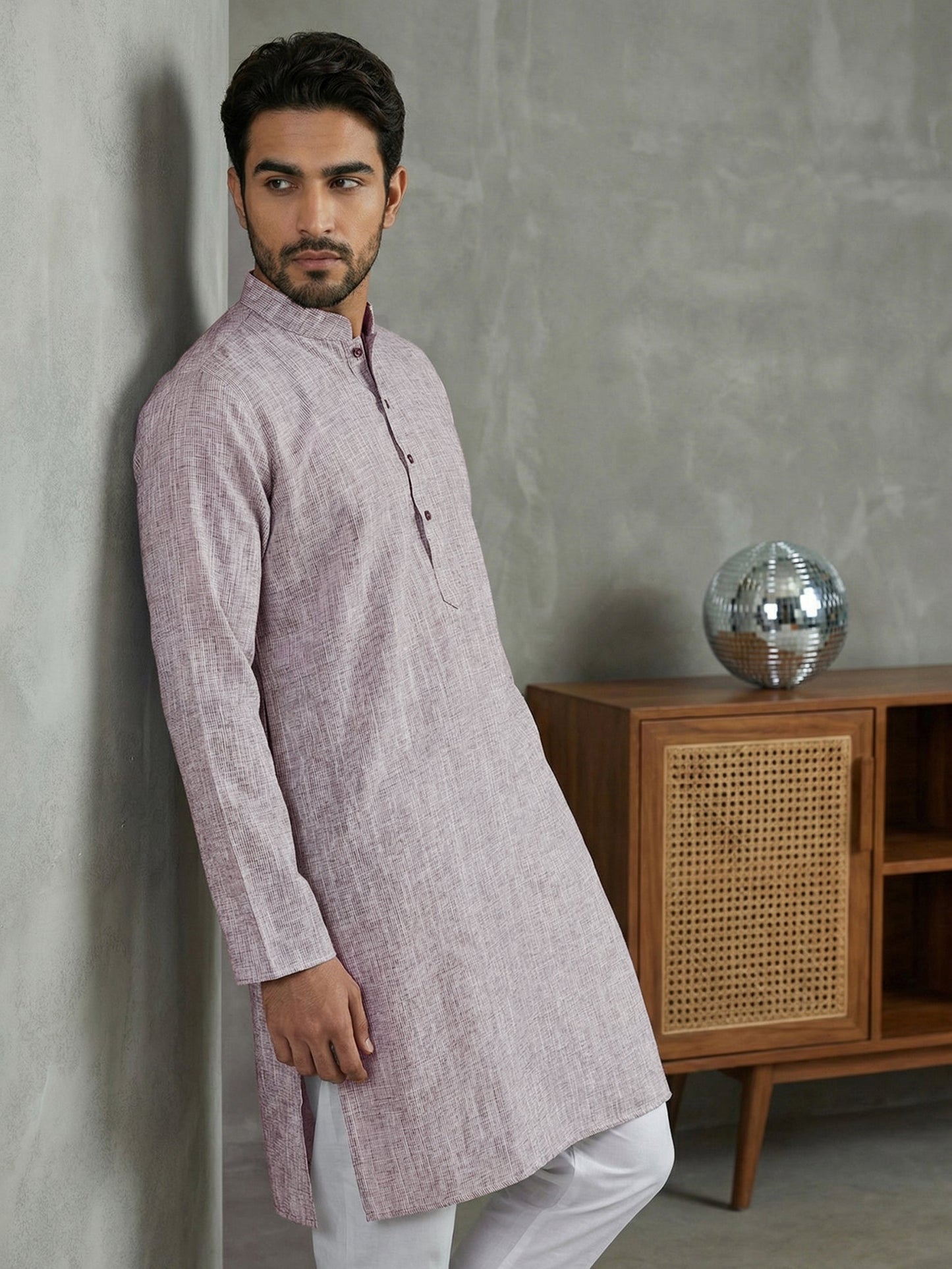 Woven Design Kurta for Men ( 65KO 5518Purple ) [FF] [H-8]