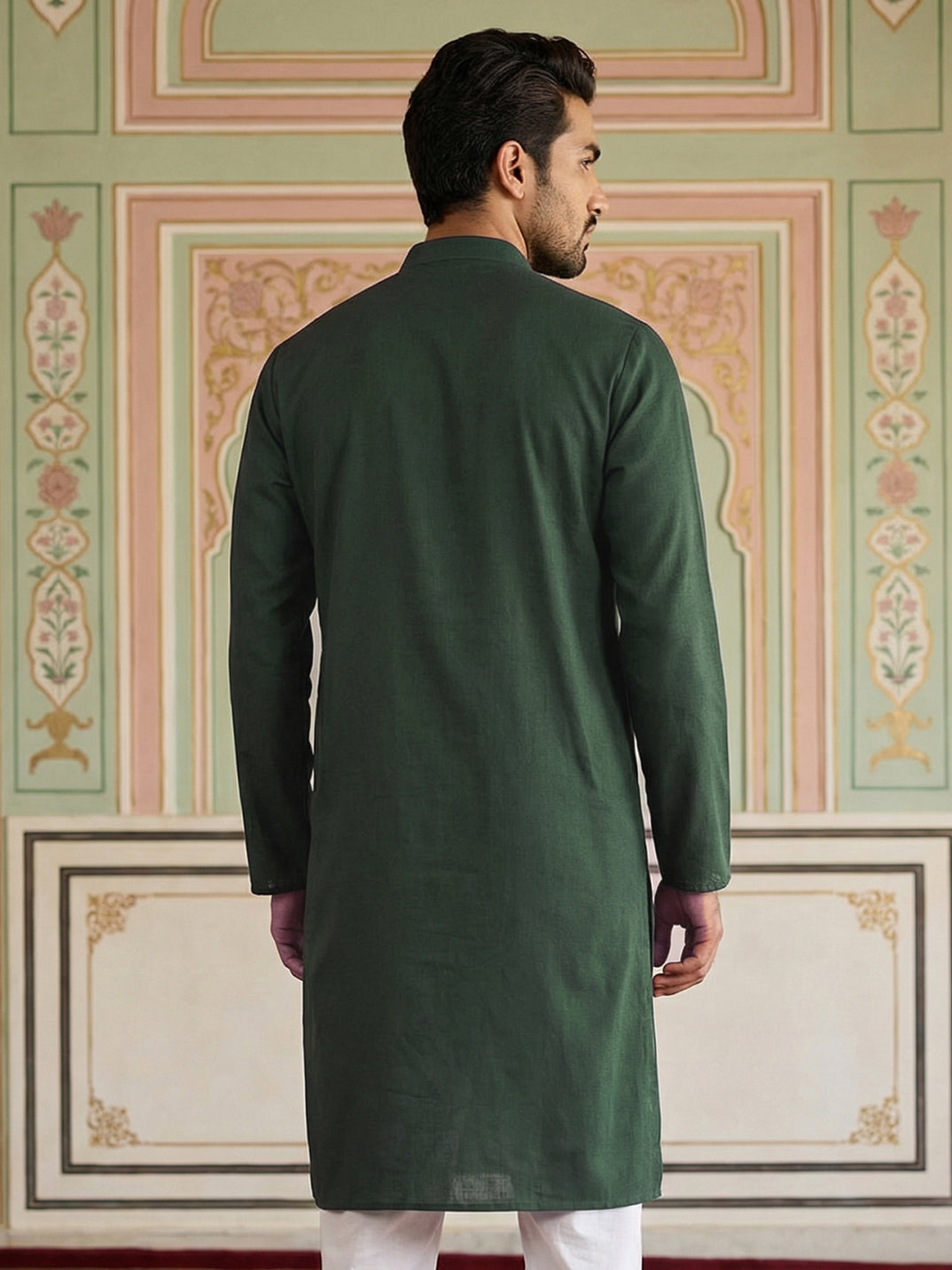 Japanese Embroidered Festive Kurta for Men ( 65KO 5519Olive ) [FF] [P-6]