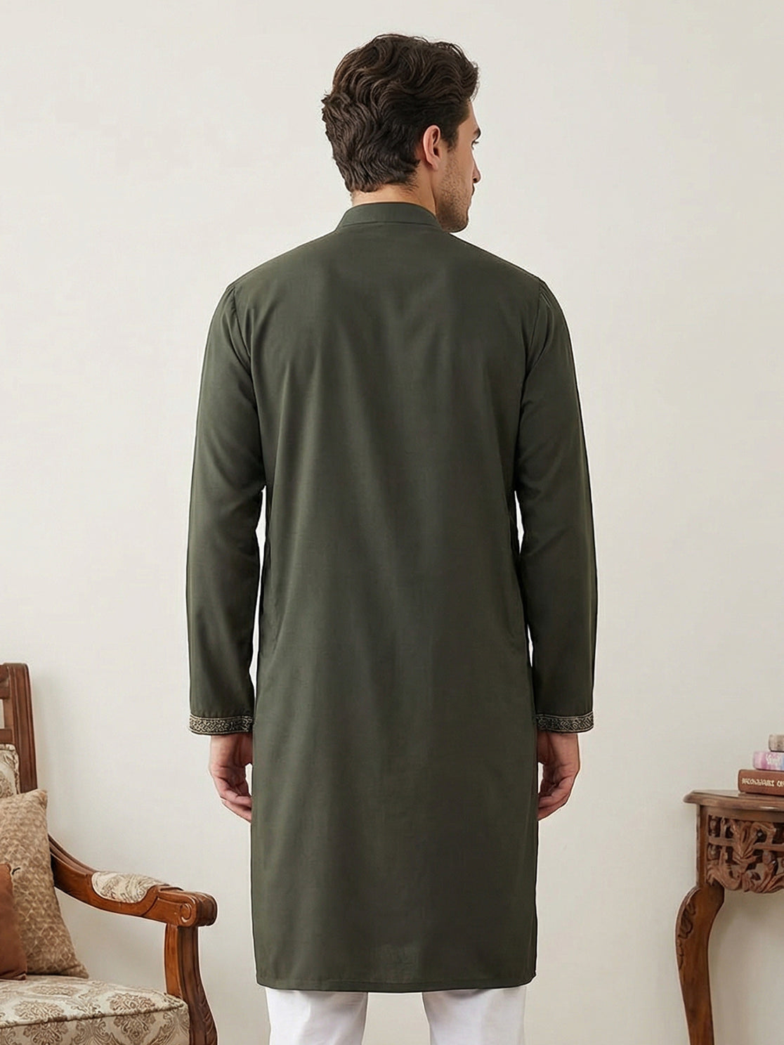 Japanese Embroidery Traditional Kurta ( 65KO 5520Grey ) [FF] [B-1-2]