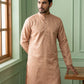 Woven Design Cotton Jacquard Kurta ( 65KO 5521Peach ) [FF] [P-10]