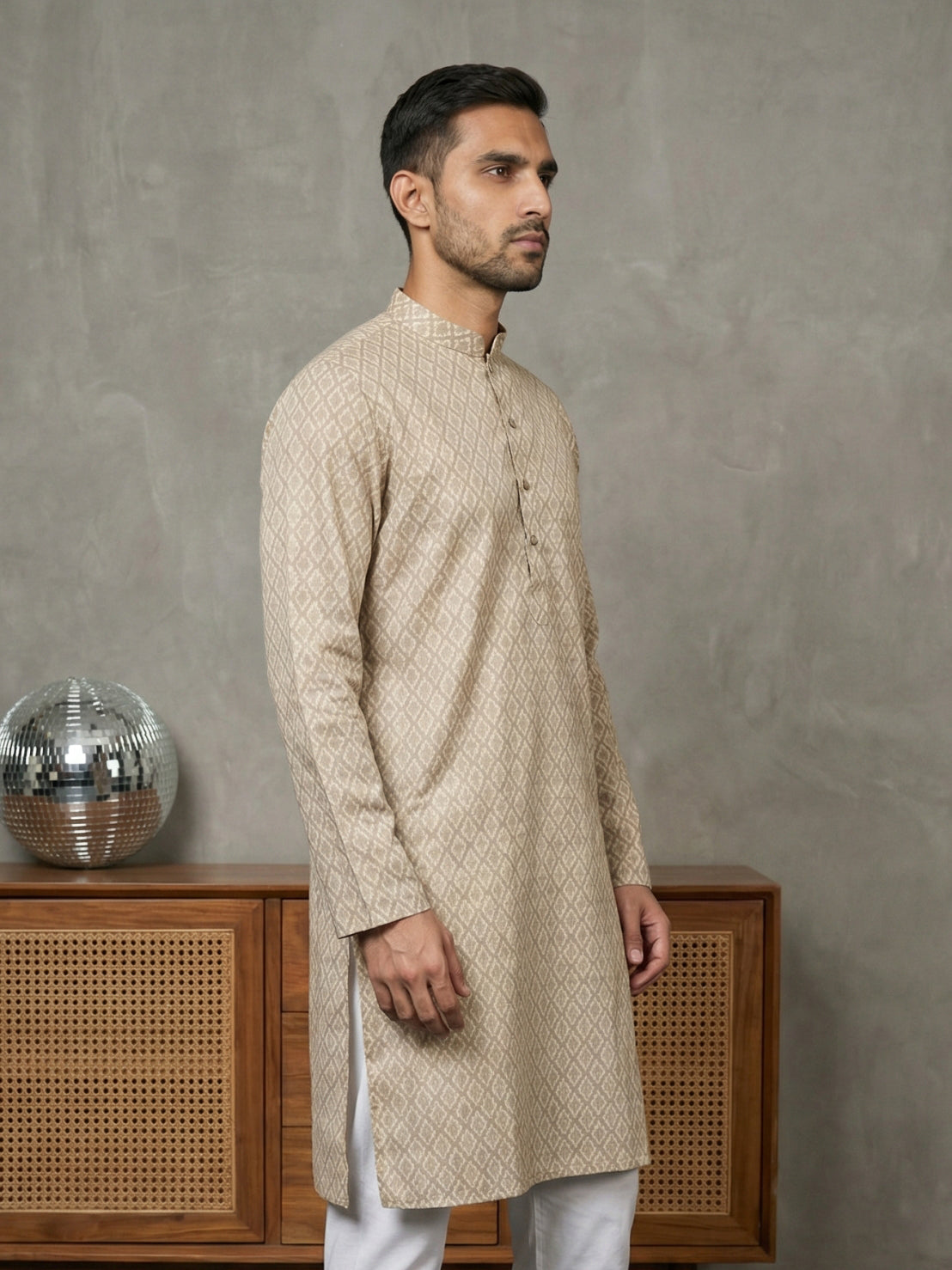Foil Printed Cotton Blend Kurta ( 65KO 5523Peach ) [FF] [A-14]