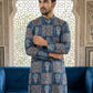 Abstract Floral Printed Kurta ( 65KO 5524Blue )