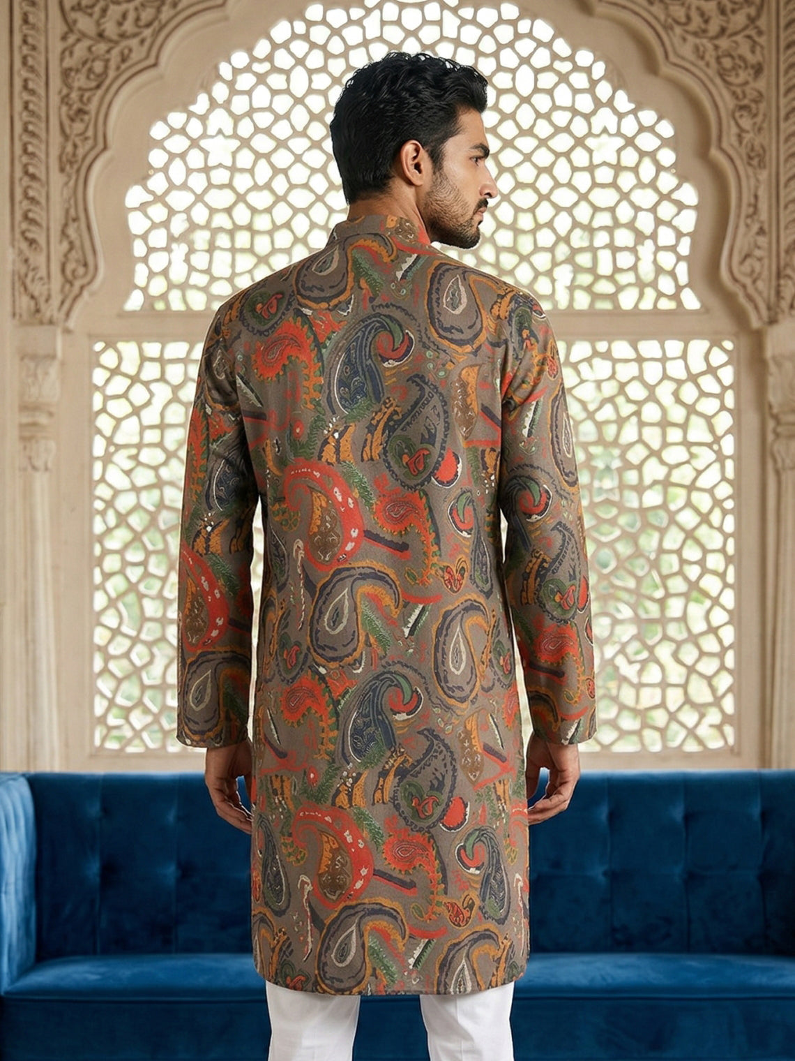 Paisley Printed Kurta ( 65KO 5524Brown )