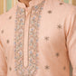 Men Silk Blend Embroidered Kurta ( 65KO 5525Peach )