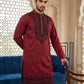 Men’s Classic Silk Blend Kurta with Rich Embroidery ( 65KO 5530Maroon )