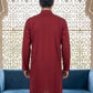 Men’s Classic Silk Blend Kurta with Rich Embroidery ( 65KO 5530Maroon )