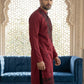 Men’s Classic Silk Blend Kurta with Rich Embroidery ( 65KO 5530Maroon )