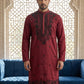 Men’s Classic Silk Blend Kurta with Rich Embroidery ( 65KO 5530Maroon )