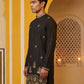 Men’s Classic Kurta with Rich Hemline Embroidery ( 65KO 5531Black )