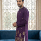 Men’s Classic Kurta with Rich Hemline Embroidery ( 65KO 5531Purple )