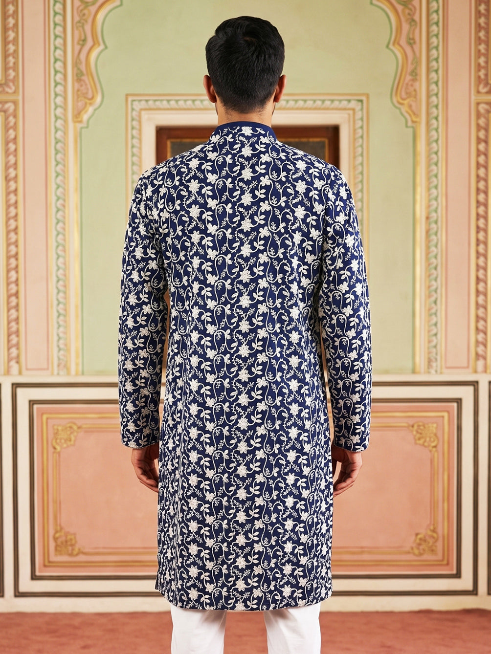 Floral Embroidered Viscose Rayon Kurta ( 65KO 5533Peacock )