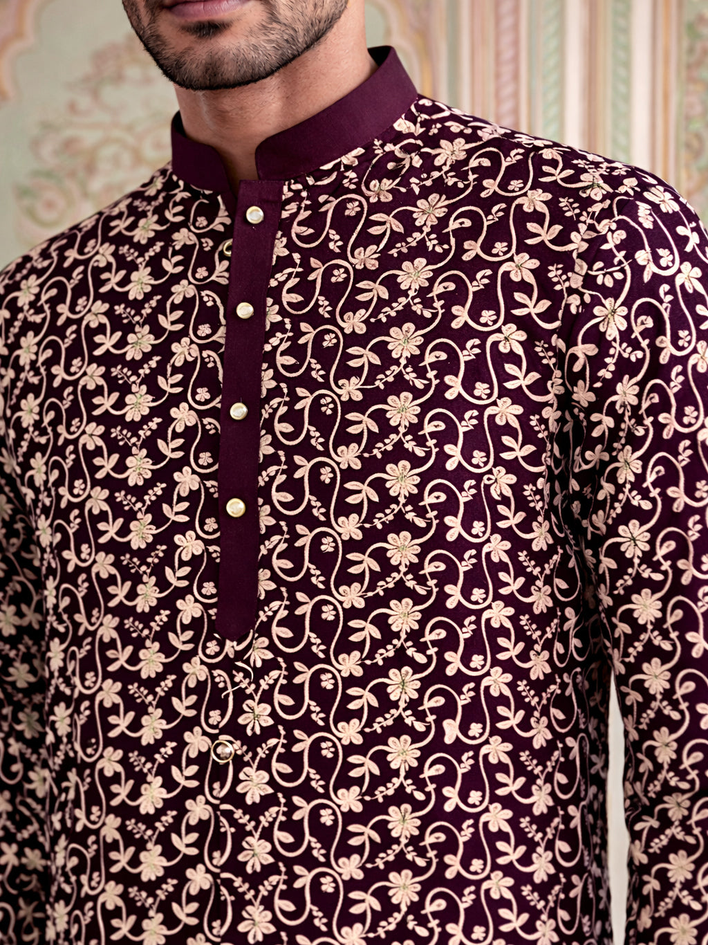 Floral Embroidered Viscose Rayon Kurta ( 65KO 5533Purple )