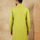 Men’s Cotton Blend Woven Design Kurta ( 65KO 5542Green )