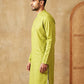 Men’s Cotton Blend Woven Design Kurta ( 65KO 5542Green )