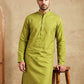 Men’s Cotton Blend Woven Design Kurta ( 65KO 5542Green )